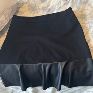 MICHAEL Michael Kors Black Mini Skirt with Faux Leather Ruffle